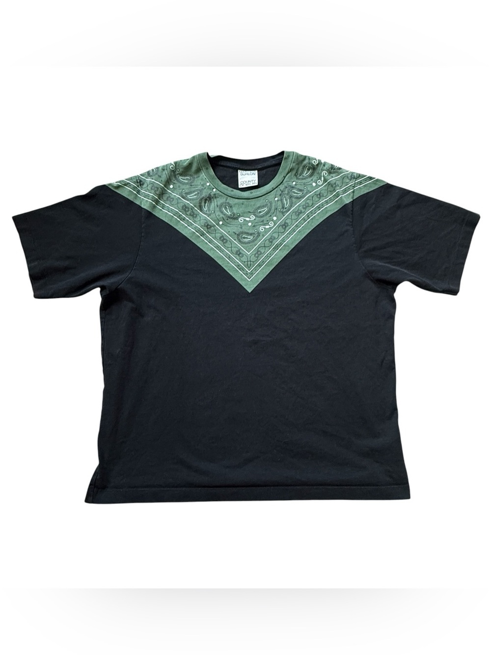 Marcelo Burlon County of Milan Bandana Print Tee Black Green Graphic Shirt M